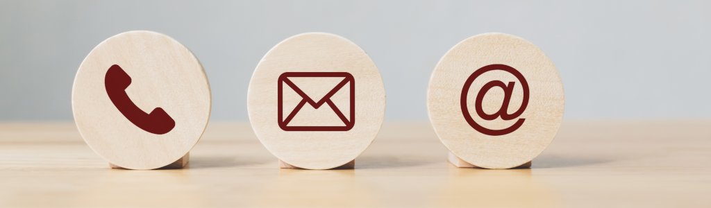 Symbole Email, Telefon, Brief für Kontaktaufnahme
